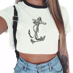 New Beautiful Anchor Crop Top (As Photo)